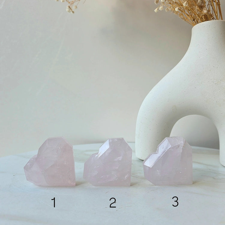 Rare Periwinkle Rose Quartz Crystal Faceted Heart High Quality Madagascar - Crystals and Me | Crystal Candles and Ethically Sourced Crystals