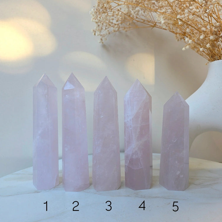 Rare Periwinkle Rose Quartz Crystal Tower Point Obelisk High Quality Madagascar - Crystals and Me | Crystal Candles and Ethically Sourced Crystals