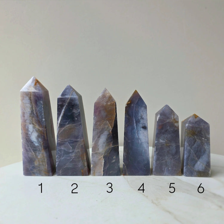 Purple Chalcedony Crystal Tower Point Obelisk Indonesia