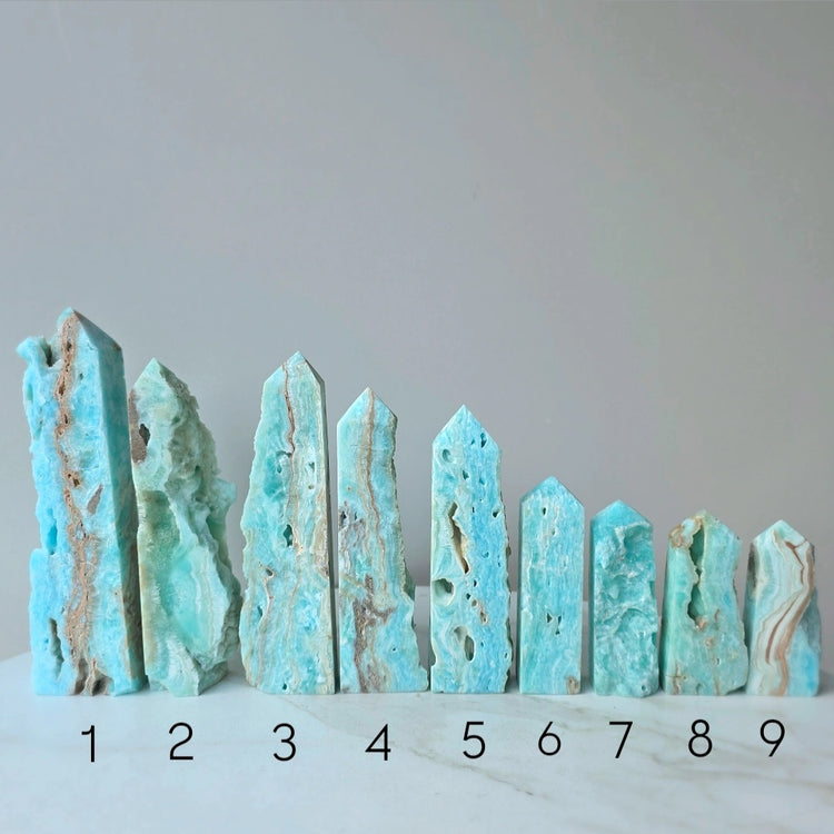 Blue Hemimorphite Crystal Tower Point Obelisk High Quality Mexico
