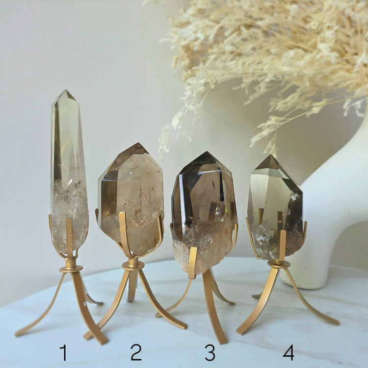 Natural Citrine and Smokey Citrine Crystal Point High Quality Brazil Collectors Piece Small
