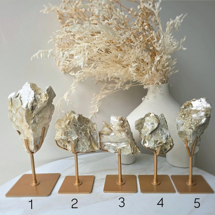 Golden Mica Crystal Cluster High Quality on Stand Madagascar