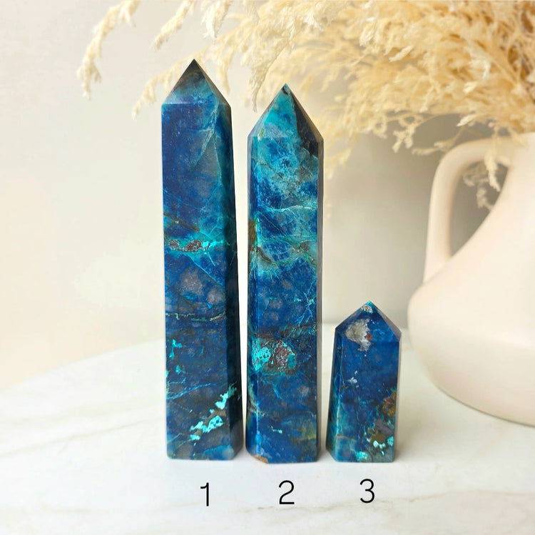 Chrysocolla Crystal Phoenix Stone Crystal Tower Point Obelisk High Quality