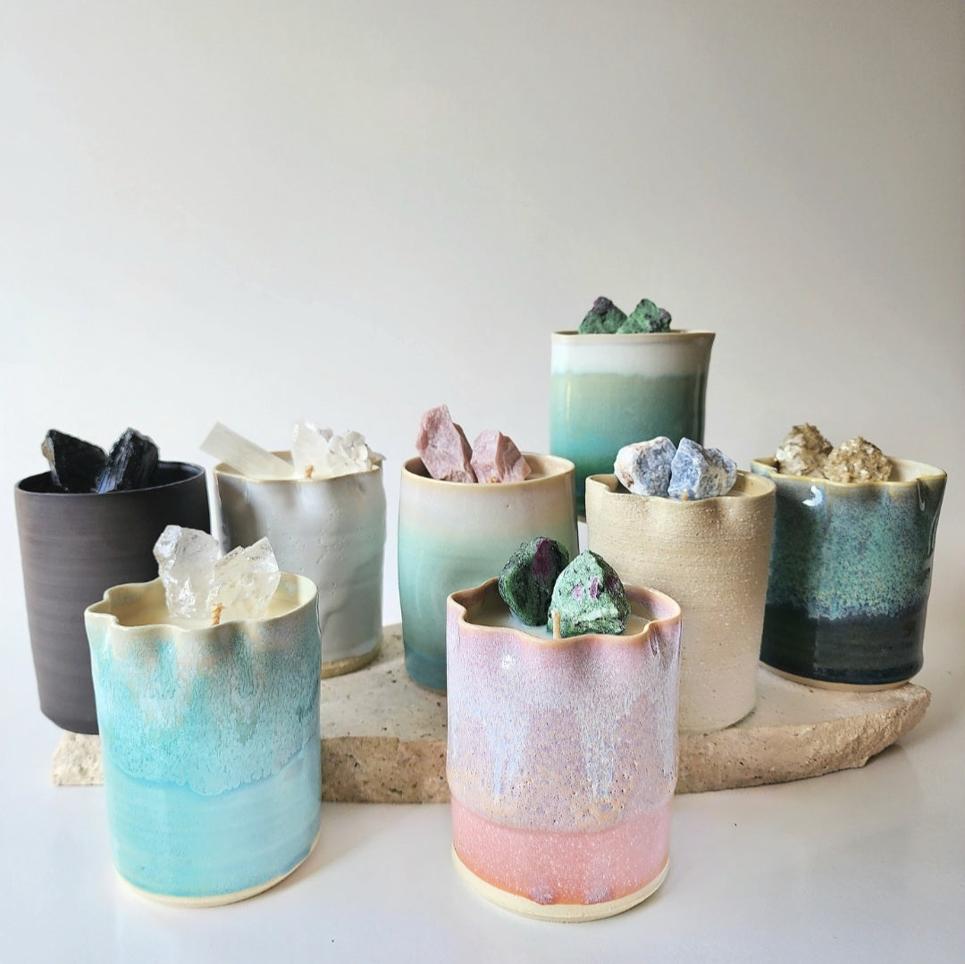 Stoneware Ceramic Crystal Candles