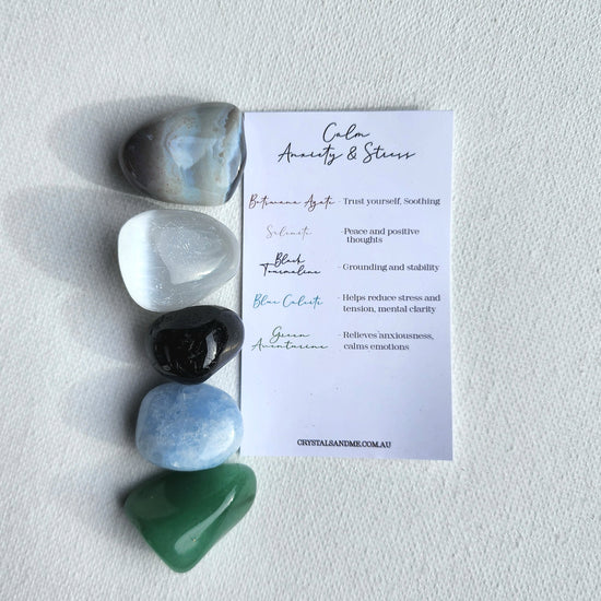 Calm, Anxiety and Stress Care Crystal Bundle - Crystals and Me | Crystal Candles and Ethically Sourced Crystals