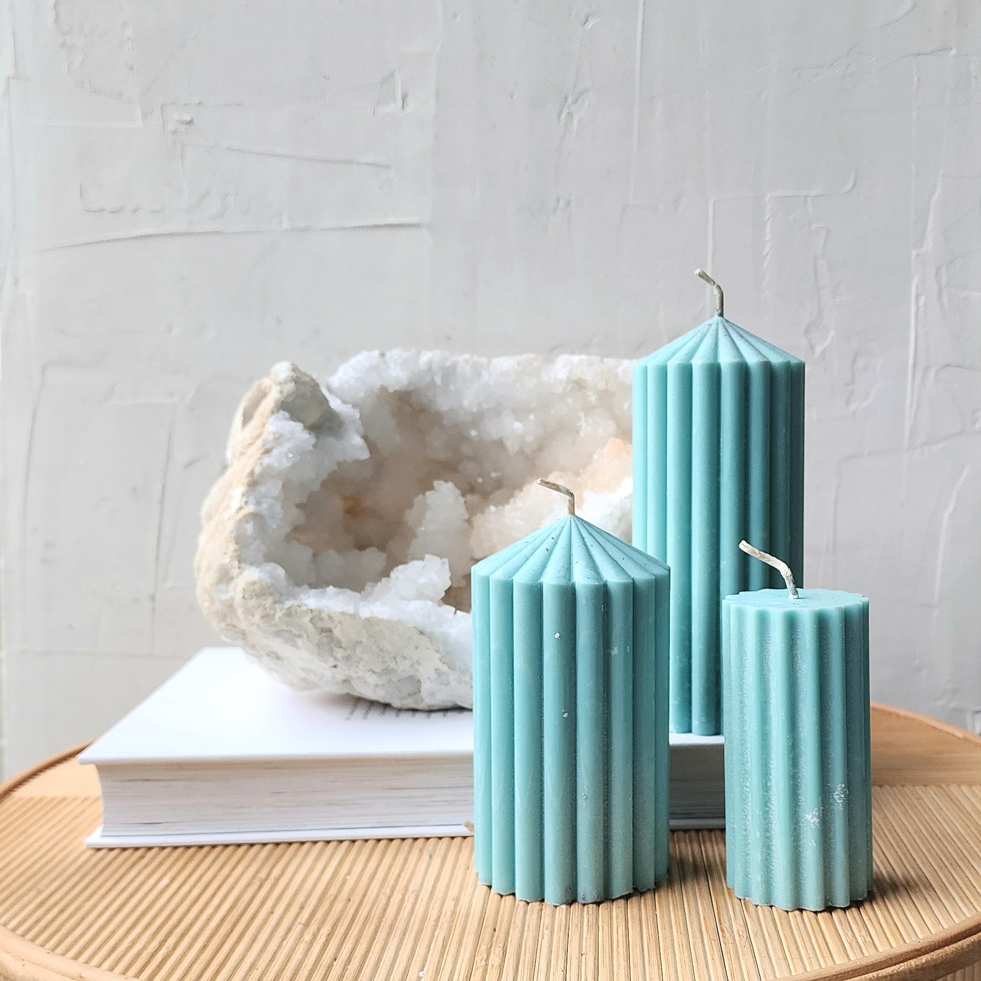 Pillar Candle Teal - Crystals and Me | Crystal Candles and Ethically Sourced Crystals
