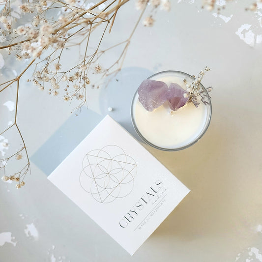 Amethyst Magic Crystal Candle 'Clarity' 450g - Crystalsandme