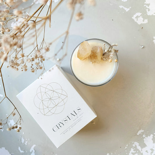 Citrine Magic Crystal Candle 'Abundant and Joyful' 450g - Crystalsandme