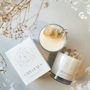 Citrine Magic Crystal Candle 'Abundant and Joyful' 450g - Crystalsandme