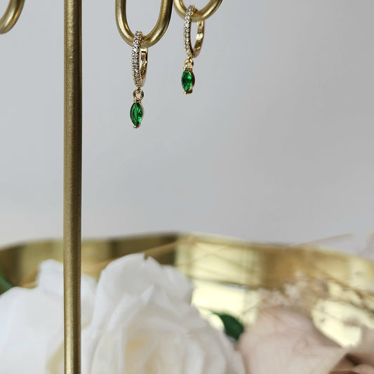 Huggie Earring Emerald Charm - Crystals and Me | Crystal Candles and Ethically Sourced Crystals