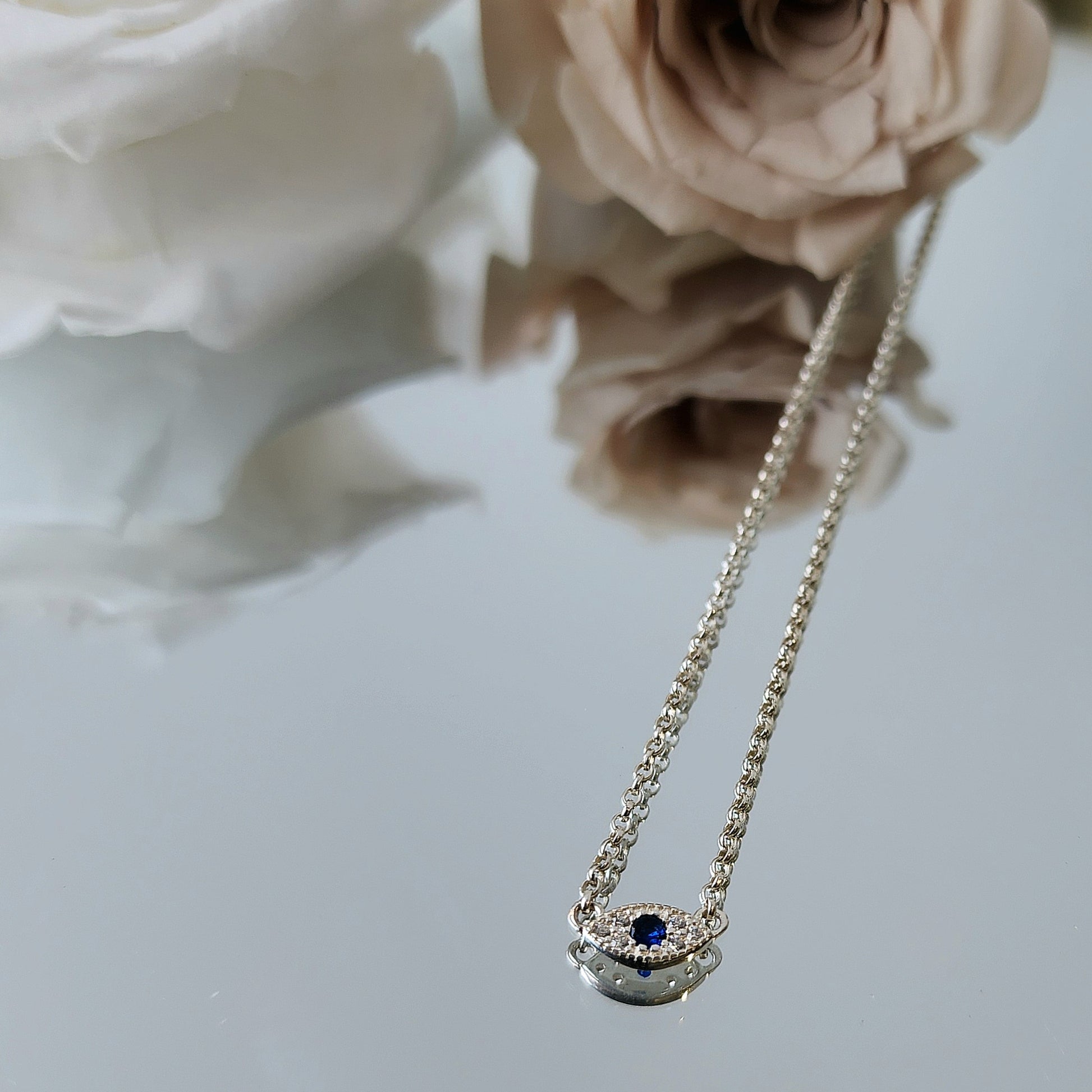 Evil Eye Small Charm Necklace Sterling Silver - Crystals and Me | Crystal Candles and Ethically Sourced Crystals