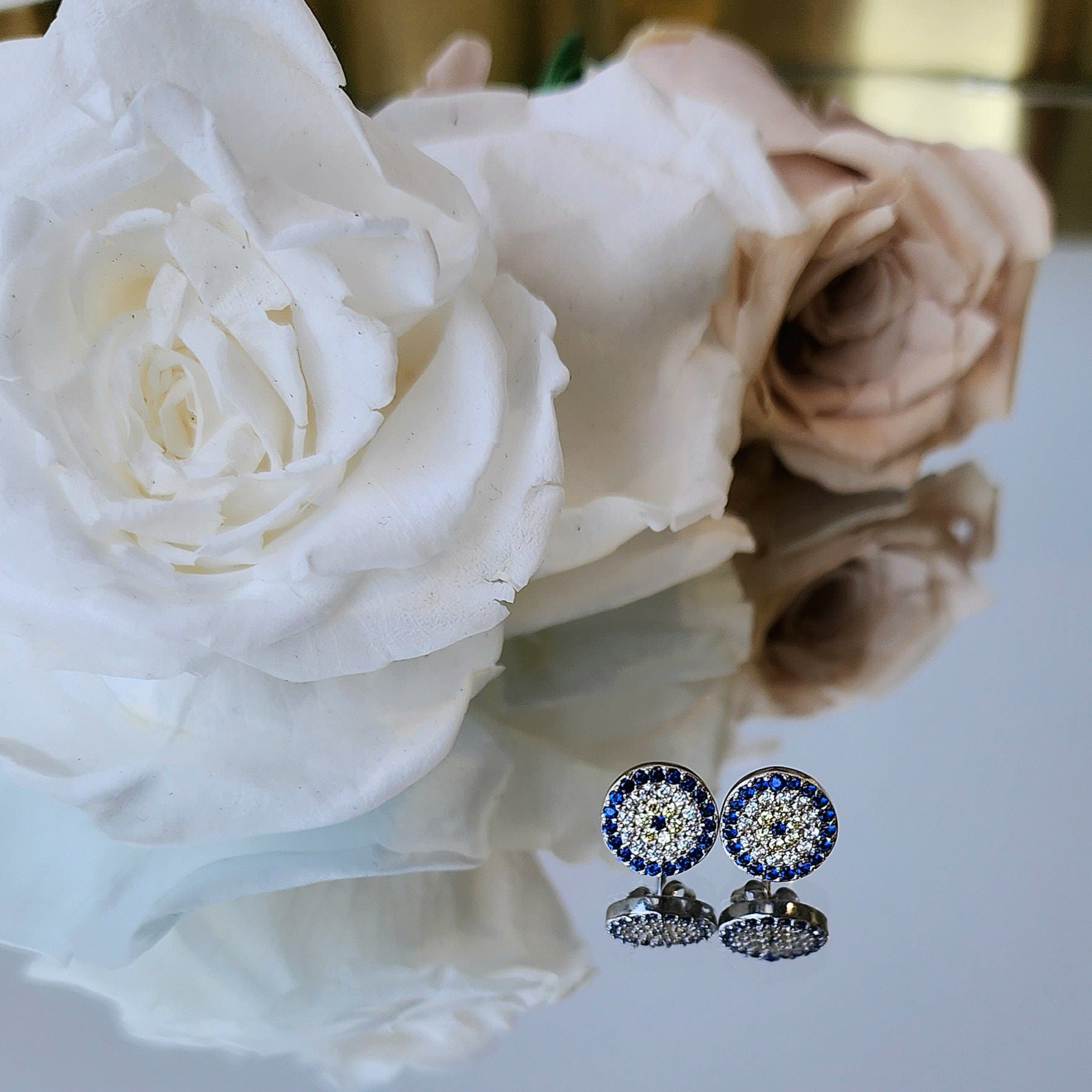 Evil Eye Sterling Silver Earrings - Crystals and Me | Crystal Candles and Ethically Sourced Crystals