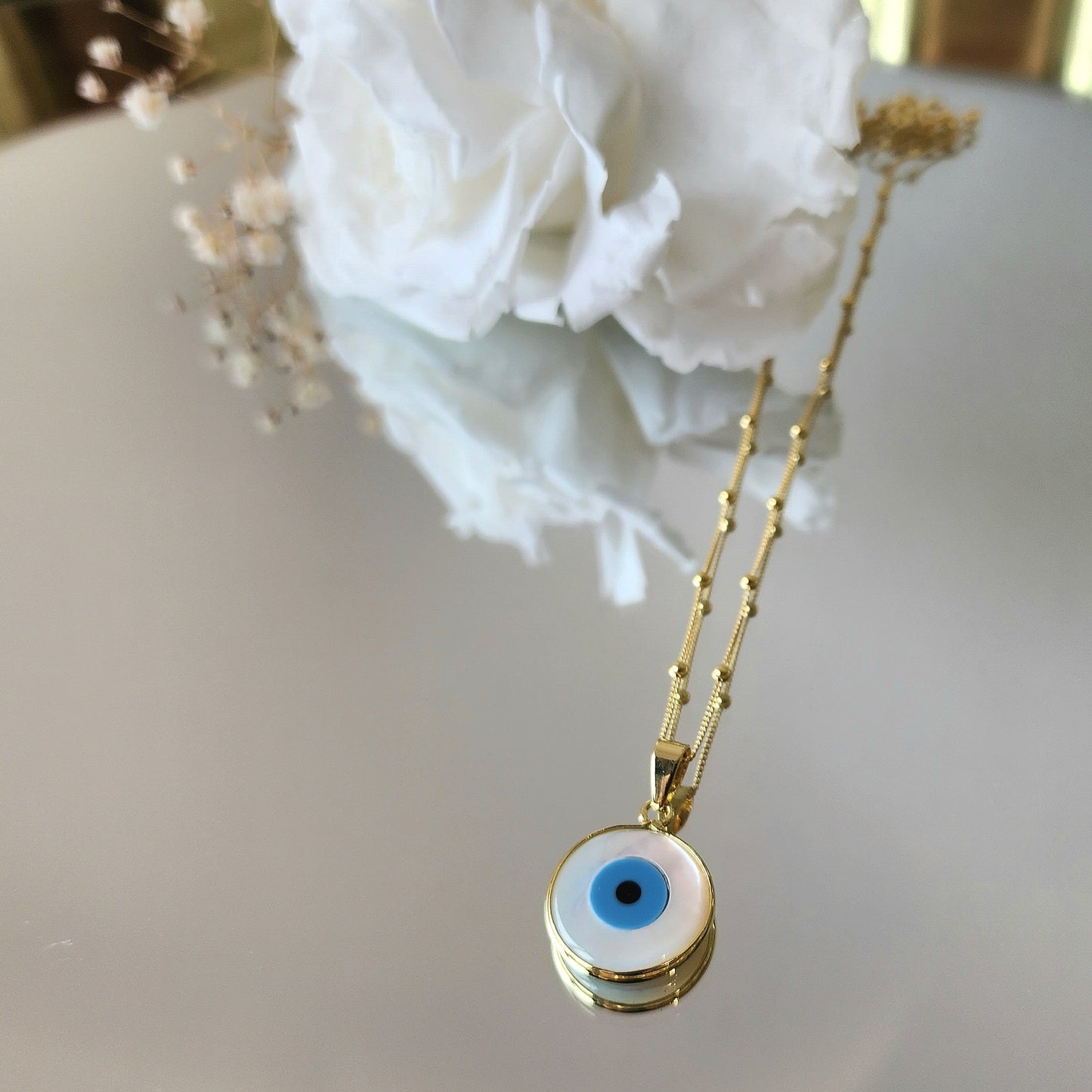 Evil Eye Pendant with Ball Chain