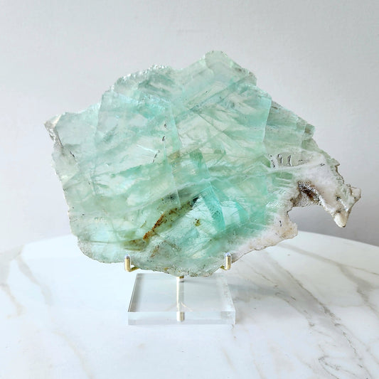 Fluorite Crystal Slab Slice on stand