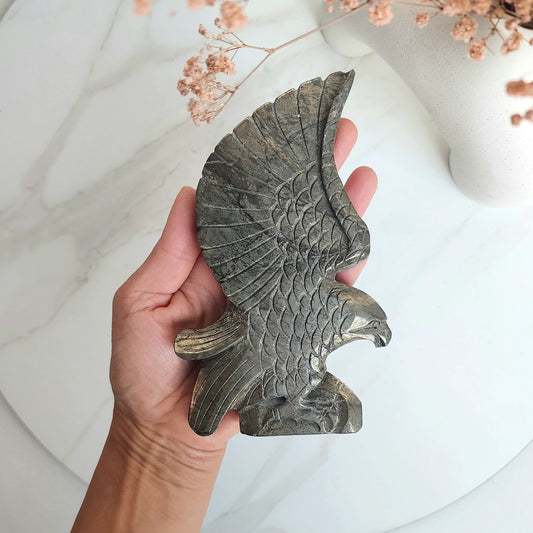 Pyrite Eagle Carving