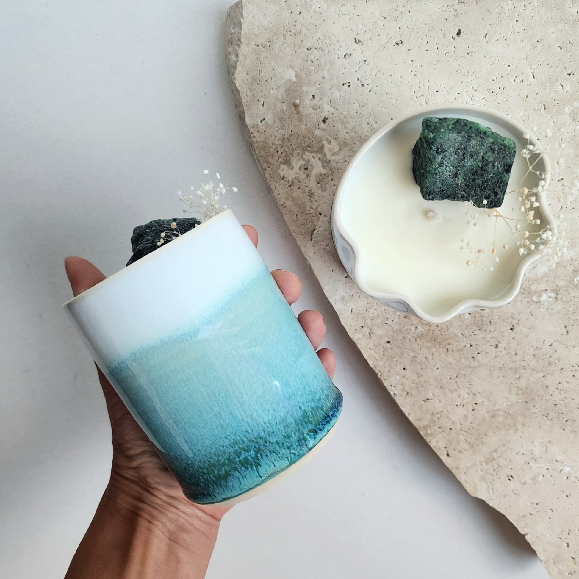 Watermelon Rose Stoneware Candle - Crystals and Me | Crystal Candles and Ethically Sourced Crystals