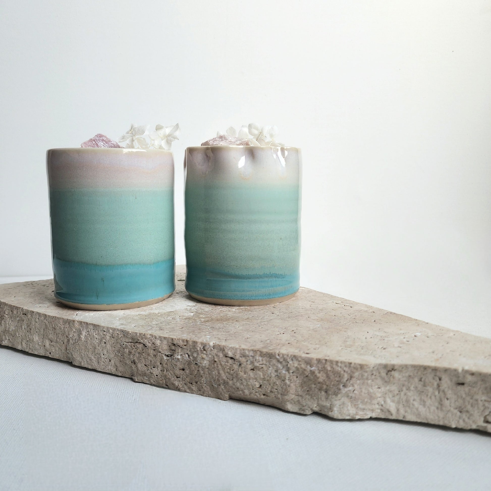 Coconut Palm Hibiscus Stoneware Candle - Crystals and Me | Crystal Candles and Ethically Sourced Crystals