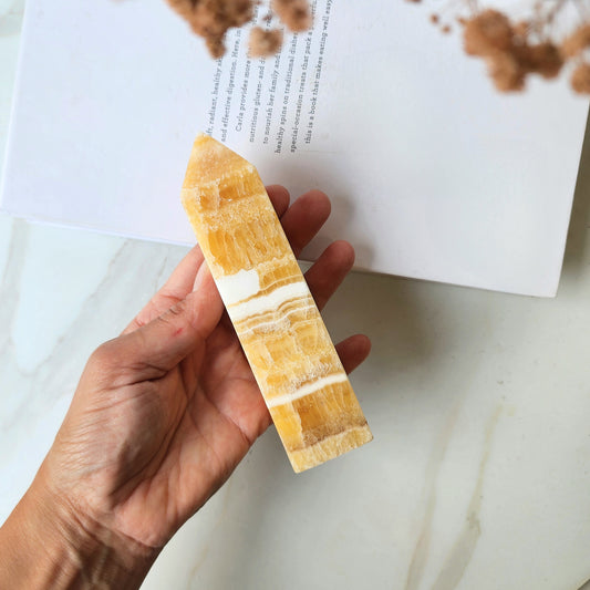 Orange Calcite Obelisk - Crystals and Me | Crystal Candles and Ethically Sourced Crystals