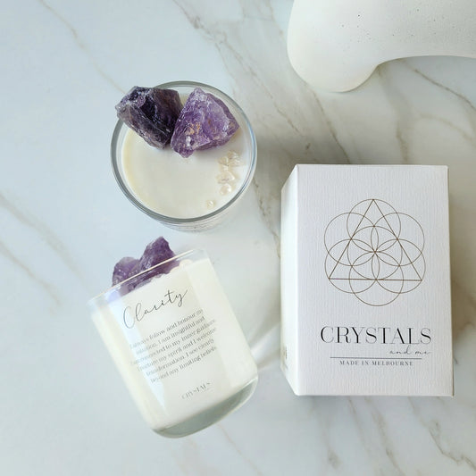 'Clarity' Amethyst Crystal Candle 200g - Crystals and Me | Crystal Candles and Ethically Sourced Crystals