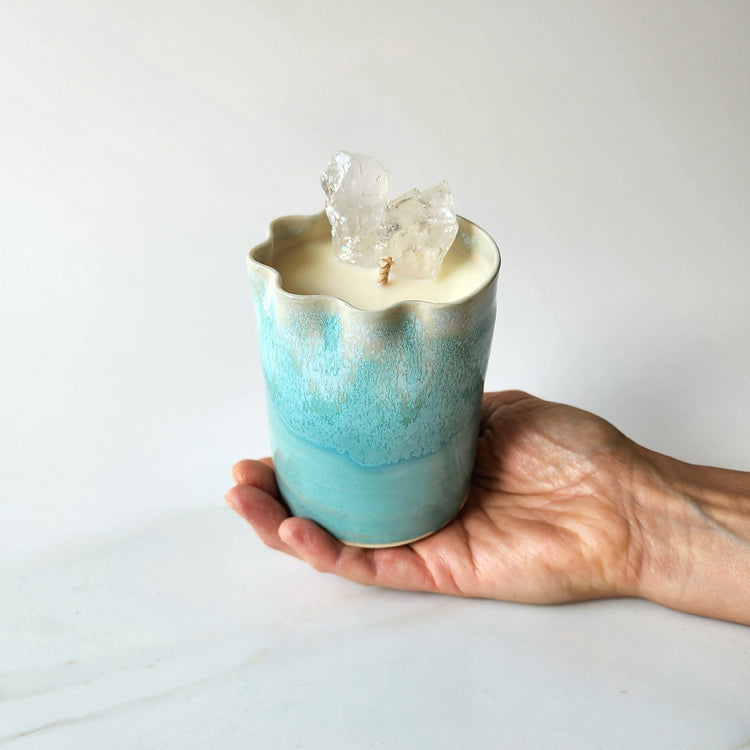 Seamist Stoneware Ceramic Candle