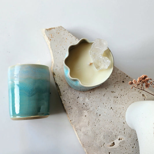 Seamist Stoneware Ceramic Candle