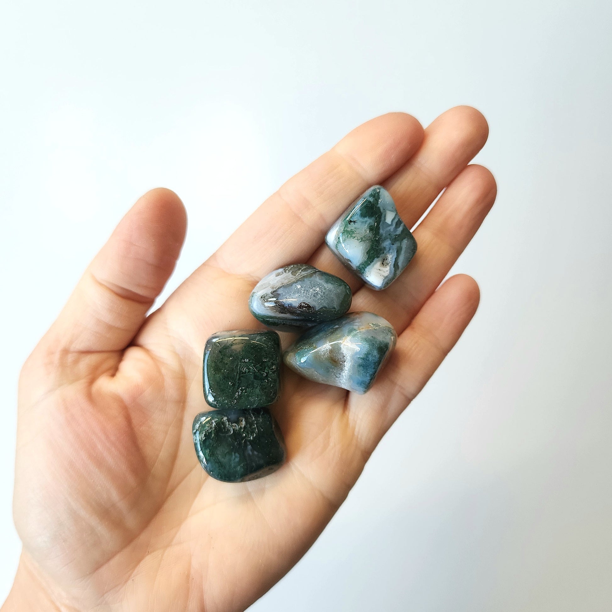 Moss Agate Tumbled Stone - Crystals and Me | Crystal Candles and Ethically Sourced Crystals