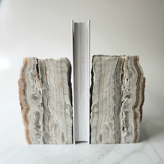 Raw Pastel Onyx Decorative Bookends