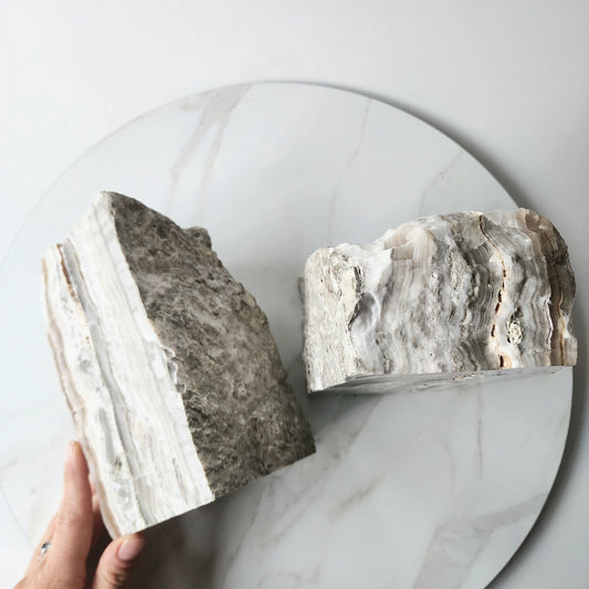 Raw Pastel Onyx Decorative Bookends