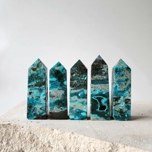 Chrysocolla Crystal Obelisk Tower