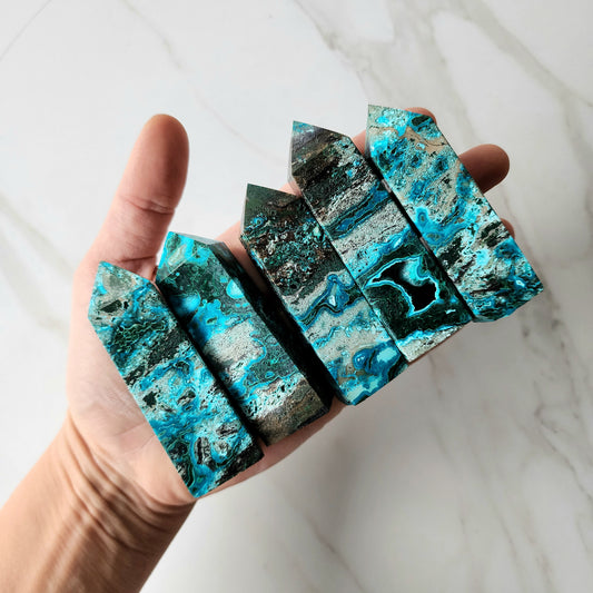 Chrysocolla Crystal Obelisk Tower