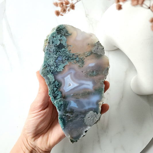 Moss Agate Crystal Slab Slice