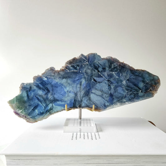 Blue Fluorite Crystal Slab Rare AAA