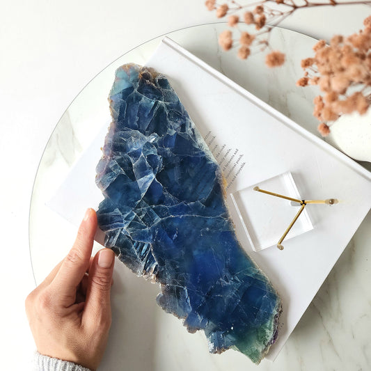 Blue Fluorite Crystal Slab Rare AAA