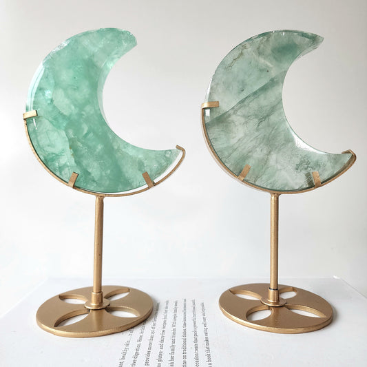 Green Fluorite Moon on stand