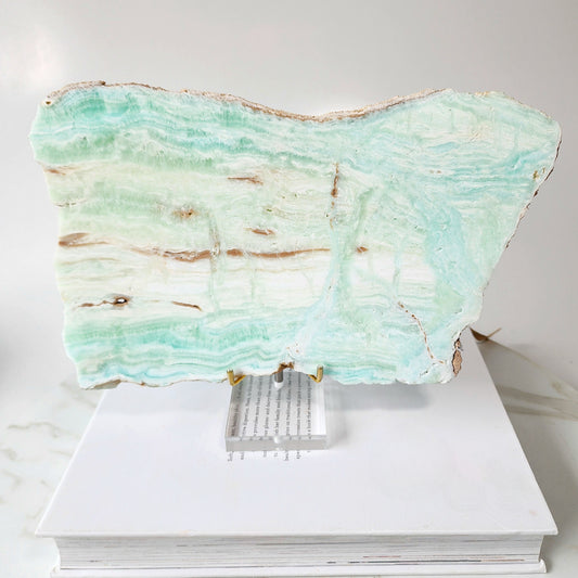 Caribbean Calcite Crystal Slab Slice with stand