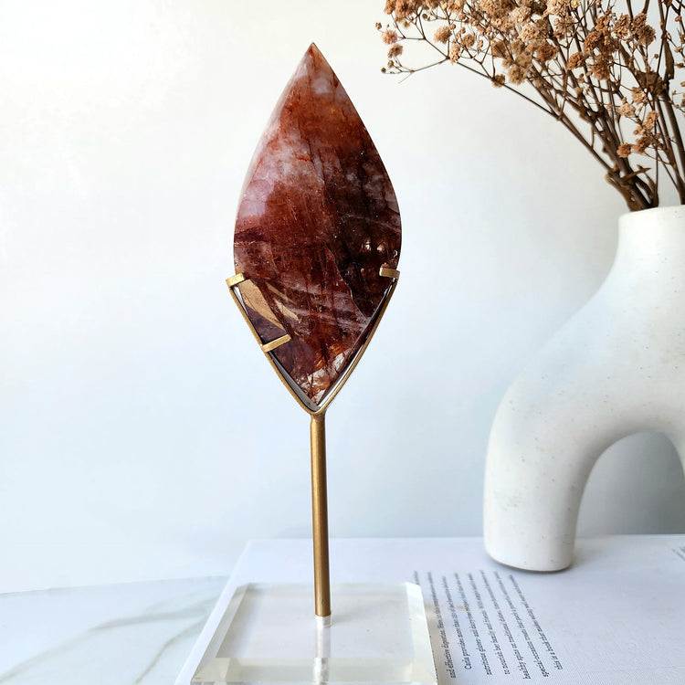 Fire Quartz Crystal Flame on stand