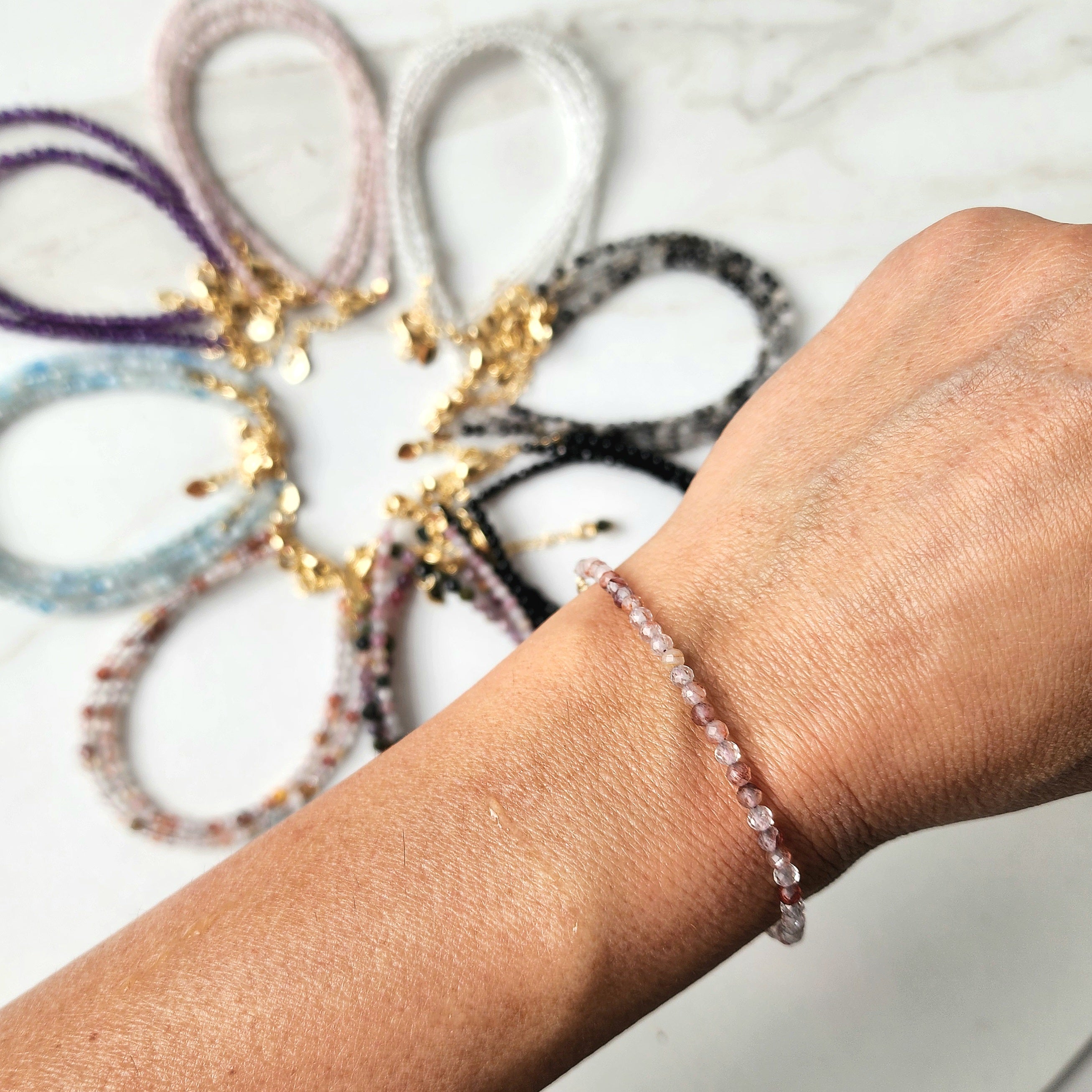 Sterling Silver Gemstone Dainty Bead Bracelets - Crystals and Me | Crystal Candles and Ethically Sourced Crystals