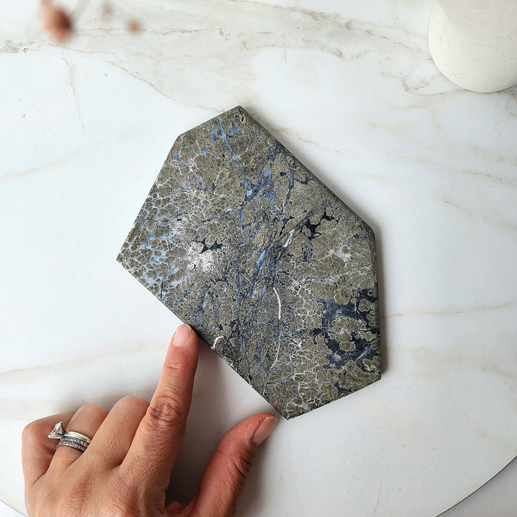 Pyrite with Agate Crystal Slab Slice