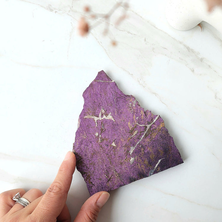 Purpurite Crystal Slab Slice Rare with stand