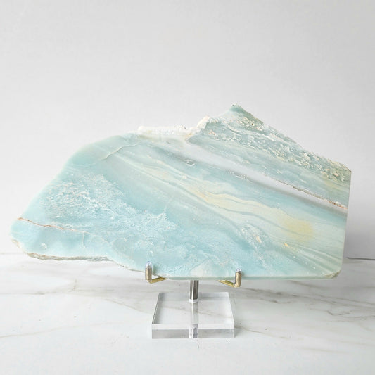 Amazonite Crystal Slab on stand