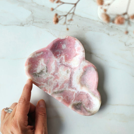 Pink Opal Crystal Cloud Dish Bowl