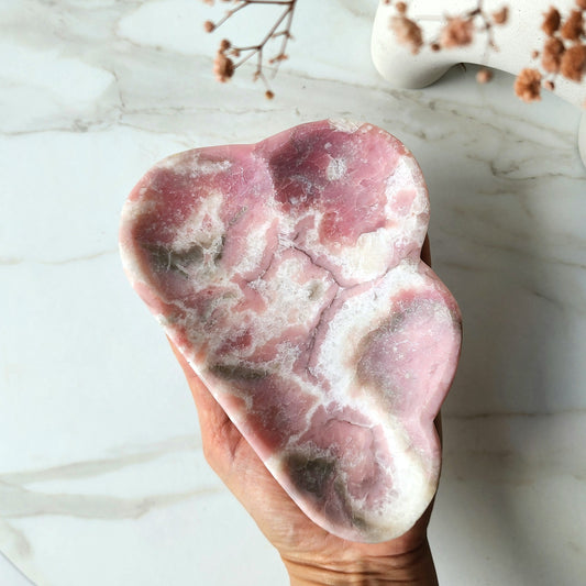 Pink Opal Crystal Cloud Dish Bowl