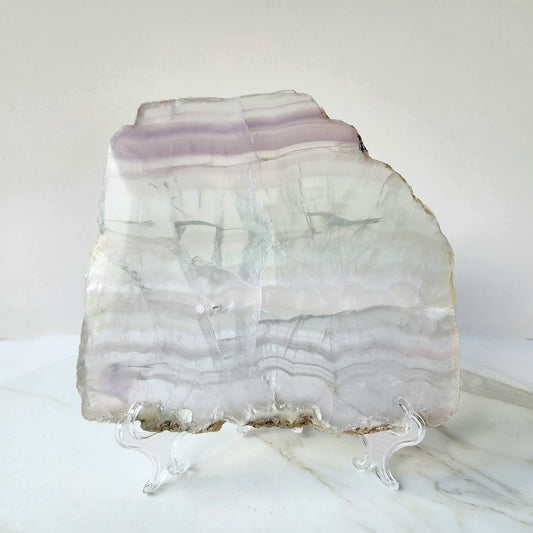 Fluorite Crystal Slab Slice on stand