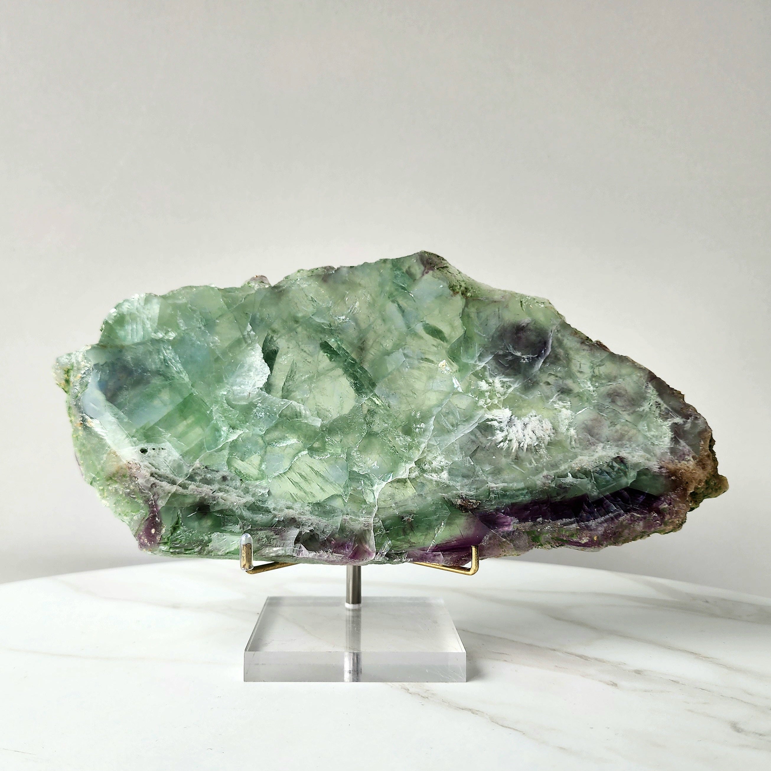 Green Fluorite Crystal Slab Slice with stand - Crystals and Me | Crystal Candles and Ethically Sourced Crystals