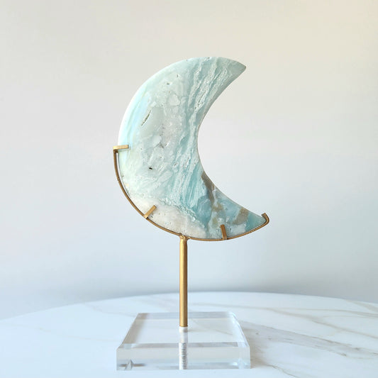 Amazonite Crystal Moon on stand