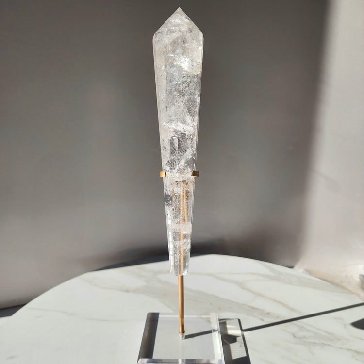 Clear Quartz Multi Faceted Point with stand