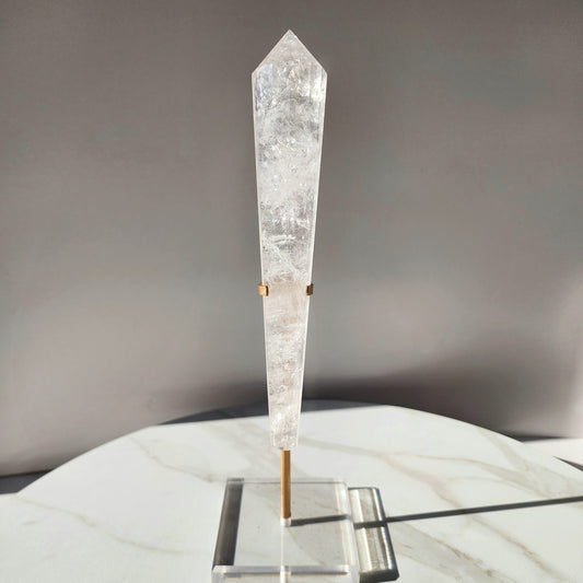 Clear Quartz Multi Faceted Point with stand 2