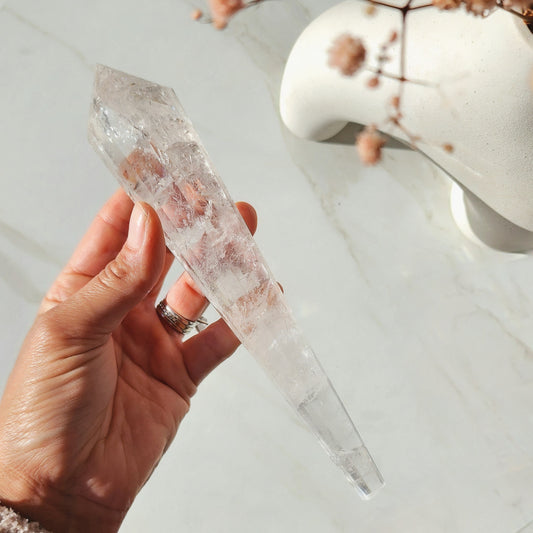 Clear Quartz Crystal Multi Faceted Point with stand 3