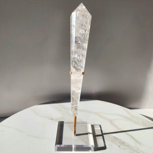 Clear Quartz Crystal Multi Faceted Point with stand 3