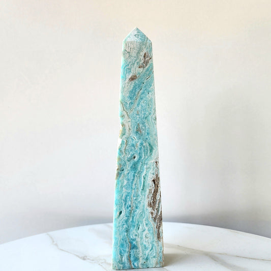 Caribbean Calcite Natural Rough Obelisk Tower 1